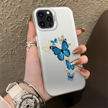 HONTINGA iPhone 13 Pro Max ile Uyumlu Kılıf Silikon Kenar Sert Arka Kamera Koruyucu Basitlik Anti Düşme Kamera Korumalı Kelebek Desen Couple Telefon Kılıfı Kadın ve Erkek Için Uygundur K1-1349
