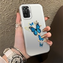 HONTINGA Xiaomi Redmi Note 10S ile Uyumlu Kılıf Silikon Kenar Sert Arka Kamera Koruyucu Basitlik Anti Düşme Kamera Korumalı Kelebek Desen Couple Telefon Kılıfı Kadın ve Erkek Için Uygundur K1-1349