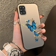 HONTINGA Samsung Galaxy A31 ile Uyumlu Kılıf Silikon Kenar Sert Arka Kamera Koruyucu Basitlik Anti Düşme Kamera Korumalı Kelebek Desen Couple Telefon Kılıfı Kadın ve Erkek Için Uygundur K1-1349