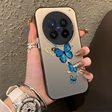HONTINGA Vivo X200 Pro ile Uyumlu Kılıf Silikon Kenar Sert Arka Kamera Koruyucu Basitlik Anti Düşme Kamera Korumalı Kelebek Desen Couple Telefon Kılıfı Kadın ve Erkek Için Uygundur K1-1349
