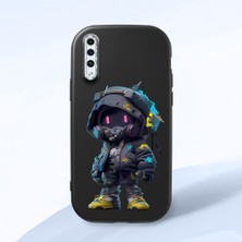 HONTINGA Samsung Galaxy A50S ile Uyumlu Kılıf Kamera Korumalı Düşüme Önleyici Kamera Koruyucu Siyah Yumuşak Silikon Couple Telefon Kılıfı Trend Marka Desenli K4-0373