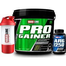 Hardline Nutrition 5000 gr Progainer Çikolata + 120 Kapsül Arg 1250 Amino Asit Desteği ve Shaker