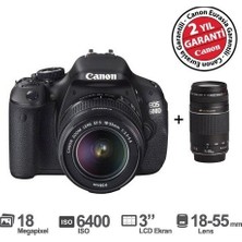 Canon Eos 600D 18 MP 3.0" SLR Dijital Fotoğraf Makinesi 18-55 + 75-300 mm DC Lens ile