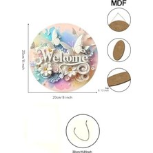 Güzel Hediyem Rengârenk Çiçek ve Kelebek Temalı Mdf Kapı Süsü – Welcome Yazılı KS009,KS009 20 x