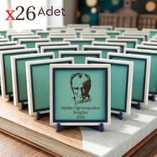 Miaju Öğretmen Ismine Özel Yıl Sonu Hediyesi 26'lı Set; Atatürk Görselli Sınıfa Özel Dekoratif 10X10 cm