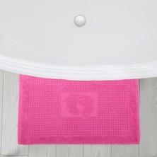 Güzel Hediyem Homedius Banyo Kareli Ayak Desenli Pamuk Ayak Havlusu 50X70CM Pembe 50X70