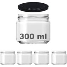 Güzel Hediyem 4 Adet 300 ml Metal Siyahkonserve Kapaklı Magnolya ve Gıda Saklama 300 cc Şeffaf Cam Kavanoz