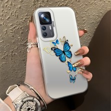 HONTINGA Xiaomi Mi 12T Pro ile Uyumlu Kılıf Silikon Kenar Sert Arka Kamera Koruyucu Basitlik Anti Düşme Kamera Korumalı Kelebek Desen Couple Telefon Kılıfı Kadın ve Erkek Için Uygundur K1-1349