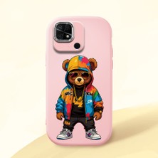 HONTINGA Redmi 10C ile Uyumlu Kılıf Kamera Korumalı Düşüme Önleyici Kamera Koruyucu Pembe Yumuşak Silikon Couple Telefon Kılıfı Ayı Desenli K4-0371