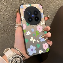 HONTINGA Vivo X200 Pro ile Uyumlu Kılıf Silikon Kenar Sert Arka Kamera Koruyucu Basitlik Anti Düşme Kamera Korumalı Çiçekli Desen Couple Telefon Kılıfı Kadın ve Erkek Için Uygundur K1-1352