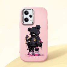 HONTINGA Redmi Note 12 Pro 5g ile Uyumlu Kılıf Kamera Korumalı Düşüme Önleyici Kamera Koruyucu Pembe Yumuşak Silikon Couple Telefon Kılıfı Ayı Desenli K4-0372
