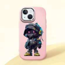 HONTINGA iPhone 13 Mini ile Uyumlu Kılıf Kamera Korumalı Düşüme Önleyici Kamera Koruyucu Pembe Yumuşak Silikon Couple Telefon Kılıfı Trend Marka Desenli K4-0373