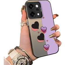 HONTINGA Oppo Reno 14 Pro 5g ile Uyumlu Kılıf Silikon Kenar Sert Arka Kamera Koruyucu Basitlik Anti Düşme Kamera Korumalı Kalp Desen Couple Telefon Kılıfı Kadın ve Erkek Için Uygundur K1-1354