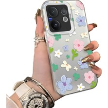 HONTINGA Vivo V60 5g ile Uyumlu Kılıf Silikon Kenar Sert Arka Kamera Koruyucu Basitlik Anti Düşme Kamera Korumalı Çiçekli Desen Couple Telefon Kılıfı Kadın ve Erkek Için Uygundur K1-1352