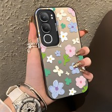 HONTINGA Vivo Y19S ile Uyumlu Kılıf Silikon Kenar Sert Arka Kamera Koruyucu Basitlik Anti Düşme Kamera Korumalı Çiçekli Desen Couple Telefon Kılıfı Kadın ve Erkek Için Uygundur K1-1352