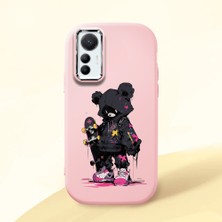 HONTINGA Xiaomi Mi 12 Lite ile Uyumlu Kılıf Kamera Korumalı Düşüme Önleyici Kamera Koruyucu Pembe Yumuşak Silikon Couple Telefon Kılıfı Ayı Desenli K4-0372