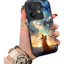HONTINGA Vivo V60 5g ile Uyumlu Kılıf Silikon Kenar Sert Arka Kamera Koruyucu Basitlik Anti Düşme Kamera Korumalı Tilki Desen Couple Telefon Kılıfı Kadın ve Erkek Için Uygundur K1-1346