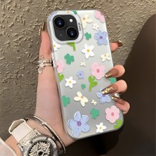 HONTINGA iPhone 15 ile Uyumlu Kılıf Silikon Kenar Sert Arka Kamera Koruyucu Basitlik Anti Düşme Kamera Korumalı Çiçekli Desen Couple Telefon Kılıfı Kadın ve Erkek Için Uygundur K1-1352