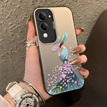 HONTINGA Vivo Y04 ile Uyumlu Kılıf Silikon Kenar Sert Arka Kamera Koruyucu Basitlik Anti Düşme Kamera Korumalı Güzel Kadın Desen Couple Telefon Kılıfı Kadın ve Erkek Için Uygundur K1-1353