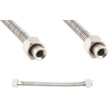Universal PASLANMAZ ÇELİK ESNEK GAZ FLEX ÇİFT REKORLU 1/4-1/4 90CM