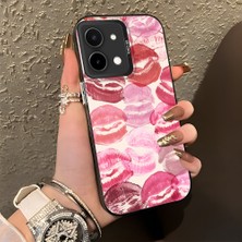 HONTINGA Vivo Y28 ile Uyumlu Kılıf Silikon Kenar Sert Arka Kamera Koruyucu Basitlik Anti Düşme Kamera Korumalı Öpücük Desen Couple Telefon Kılıfı Kadın ve Erkek Için Uygundur K1-1348