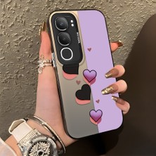 HONTINGA Vivo Y19S ile Uyumlu Kılıf Silikon Kenar Sert Arka Kamera Koruyucu Basitlik Anti Düşme Kamera Korumalı Kalp Desen Couple Telefon Kılıfı Kadın ve Erkek Için Uygundur K1-1354
