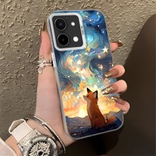 HONTINGA Vivo Y28 ile Uyumlu Kılıf Silikon Kenar Sert Arka Kamera Koruyucu Basitlik Anti Düşme Kamera Korumalı Tilki Desen Couple Telefon Kılıfı Kadın ve Erkek Için Uygundur K1-1346