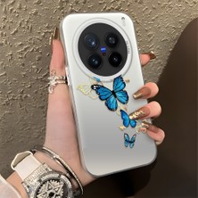HONTINGA Vivo X200 Pro ile Uyumlu Kılıf Silikon Kenar Sert Arka Kamera Koruyucu Basitlik Anti Düşme Kamera Korumalı Kelebek Desen Couple Telefon Kılıfı Kadın ve Erkek Için Uygundur K1-1349