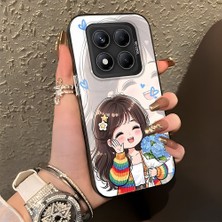 HONTINGA Xiaomi Redmi Note 14 Pro 5g ile Uyumlu Kılıf Silikon Kenar Sert Arka Kamera Koruyucu Basitlik Anti Düşme Kamera Korumalı Kız Desen Couple Telefon Kılıfı Kadın ve Erkek Için Uygundur K1-1351
