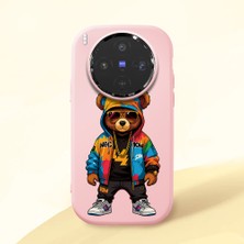 HONTINGA Vivo X300 ile Uyumlu Kılıf Kamera Korumalı Düşüme Önleyici Kamera Koruyucu Pembe Yumuşak Silikon Couple Telefon Kılıfı Ayı Desenli K4-0371