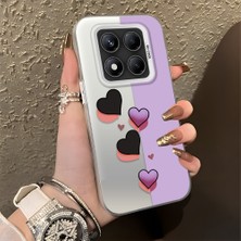 HONTINGA Xiaomi Redmi Note 14 Pro 5g ile Uyumlu Kılıf Silikon Kenar Sert Arka Kamera Koruyucu Basitlik Anti Düşme Kamera Korumalı Kalp Desen Couple Telefon Kılıfı Kadın ve Erkek Için Uygundur K1-1354