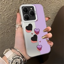 HONTINGA Tecno Spark 20 Pro 5g ile Uyumlu Kılıf Silikon Kenar Sert Arka Kamera Koruyucu Basitlik Anti Düşme Kamera Korumalı Kalp Desen Couple Telefon Kılıfı Kadın ve Erkek Için Uygundur K1-1354