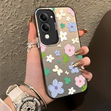 HONTINGA Vivo Y04 ile Uyumlu Kılıf Silikon Kenar Sert Arka Kamera Koruyucu Basitlik Anti Düşme Kamera Korumalı Çiçekli Desen Couple Telefon Kılıfı Kadın ve Erkek Için Uygundur K1-1352