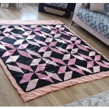 Farmlove Kırkyama Pamuk Saten Pike Yorgan Yatakörtüsü Çeyizlik Elyapımı -Pudra Pembe