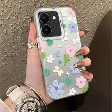 HONTINGA Vivo Y36 ile Uyumlu Kılıf Silikon Kenar Sert Arka Kamera Koruyucu Basitlik Anti Düşme Kamera Korumalı Çiçekli Desen Couple Telefon Kılıfı Kadın ve Erkek Için Uygundur K1-1352