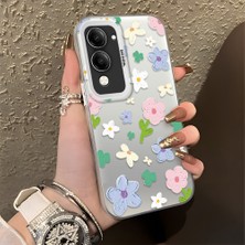 HONTINGA Vivo Y04 ile Uyumlu Kılıf Silikon Kenar Sert Arka Kamera Koruyucu Basitlik Anti Düşme Kamera Korumalı Çiçekli Desen Couple Telefon Kılıfı Kadın ve Erkek Için Uygundur K1-1352