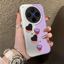 HONTINGA Vivo X300 ile Uyumlu Kılıf Silikon Kenar Sert Arka Kamera Koruyucu Basitlik Anti Düşme Kamera Korumalı Kalp Desen Couple Telefon Kılıfı Kadın ve Erkek Için Uygundur K1-1354