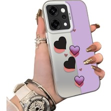 HONTINGA Oppo Reno 14 Pro 5g ile Uyumlu Kılıf Silikon Kenar Sert Arka Kamera Koruyucu Basitlik Anti Düşme Kamera Korumalı Kalp Desen Couple Telefon Kılıfı Kadın ve Erkek Için Uygundur K1-1354