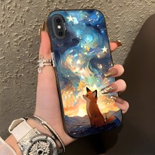 HONTINGA iPhone Xs Max ile Uyumlu Kılıf Silikon Kenar Sert Arka Kamera Koruyucu Basitlik Anti Düşme Kamera Korumalı Tilki Desen Couple Telefon Kılıfı Kadın ve Erkek Için Uygundur K1-1346