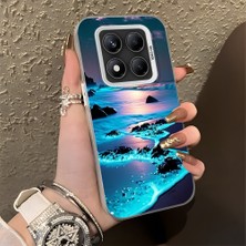 HONTINGA Xiaomi Redmi Note 14 Pro 5g ile Uyumlu Kılıf Silikon Kenar Sert Arka Kamera Koruyucu Basitlik Anti Düşme Kamera Korumalı Manzara Desen Couple Telefon Kılıfı Kadın ve Erkek Için Uygundur K1-1355