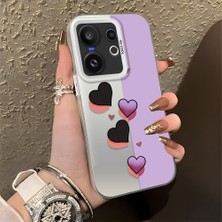 HONTINGA Vivo X200 Fe ile Uyumlu Kılıf Silikon Kenar Sert Arka Kamera Koruyucu Basitlik Anti Düşme Kamera Korumalı Kalp Desen Couple Telefon Kılıfı Kadın ve Erkek Için Uygundur K1-1354