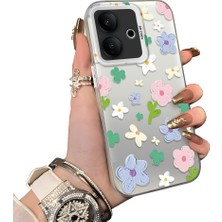 HONTINGA Vivo V60 Lite 5g ile Uyumlu Kılıf Silikon Kenar Sert Arka Kamera Koruyucu Basitlik Anti Düşme Kamera Korumalı Çiçekli Desen Couple Telefon Kılıfı Kadın ve Erkek Için Uygundur K1-1352
