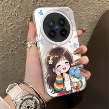 HONTINGA Vivo X200 Pro ile Uyumlu Kılıf Silikon Kenar Sert Arka Kamera Koruyucu Basitlik Anti Düşme Kamera Korumalı Kız Desen Couple Telefon Kılıfı Kadın ve Erkek Için Uygundur K1-1351