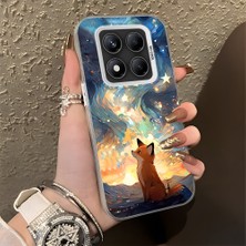 HONTINGA Xiaomi Redmi Note 14 Pro 5g ile Uyumlu Kılıf Silikon Kenar Sert Arka Kamera Koruyucu Basitlik Anti Düşme Kamera Korumalı Tilki Desen Couple Telefon Kılıfı Kadın ve Erkek Için Uygundur K1-1346