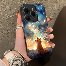 HONTINGA Tecno Spark 20 Pro 5g ile Uyumlu Kılıf Silikon Kenar Sert Arka Kamera Koruyucu Basitlik Anti Düşme Kamera Korumalı Tilki Desen Couple Telefon Kılıfı Kadın ve Erkek Için Uygundur K1-1346