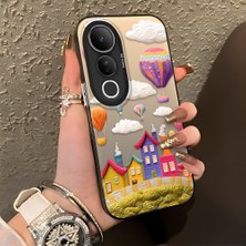 HONTINGA Vivo V50 Lite ile Uyumlu Kılıf Silikon Kenar Sert Arka Kamera Koruyucu Basitlik Anti Düşme Kamera Korumalı Balon Desen Couple Telefon Kılıfı Kadın ve Erkek Için Uygundur K1-1347
