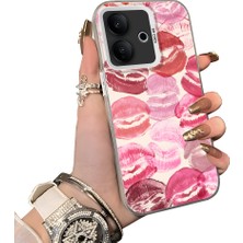 HONTINGA Vivo V60 Lite 5g ile Uyumlu Kılıf Silikon Kenar Sert Arka Kamera Koruyucu Basitlik Anti Düşme Kamera Korumalı Öpücük Desen Couple Telefon Kılıfı Kadın ve Erkek Için Uygundur K1-1348