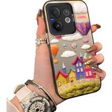HONTINGA Vivo V60 5g ile Uyumlu Kılıf Silikon Kenar Sert Arka Kamera Koruyucu Basitlik Anti Düşme Kamera Korumalı Balon Desen Couple Telefon Kılıfı Kadın ve Erkek Için Uygundur K1-1347