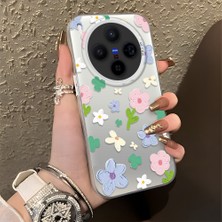 HONTINGA Vivo X300 ile Uyumlu Kılıf Silikon Kenar Sert Arka Kamera Koruyucu Basitlik Anti Düşme Kamera Korumalı Çiçekli Desen Couple Telefon Kılıfı Kadın ve Erkek Için Uygundur K1-1352