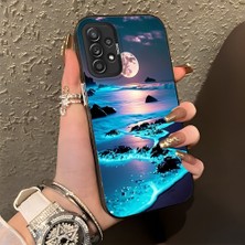 HONTINGA Samsung Galaxy A52S 5g ile Uyumlu Kılıf Silikon Kenar Sert Arka Kamera Koruyucu Basitlik Anti Düşme Kamera Korumalı Manzara Desen Couple Telefon Kılıfı Kadın ve Erkek Için Uygundur K1-1355